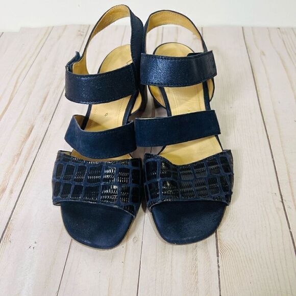Gabor Bluette Mississippi Midnight Blue Leather Sandals - Picture 7 of 8